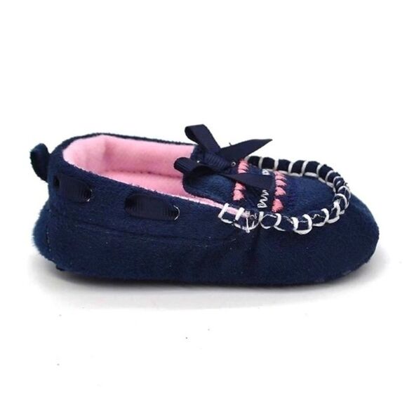 NEW Baby Moccasin Slippers in Navy Blue - Picture 4 of 6